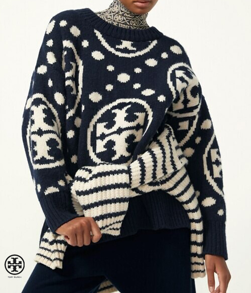 Tory Burc*  wool sweater ;세련뿜뿜 루즈핏 패턴 울 스웨터~