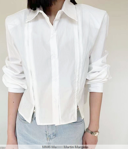 MM6 Maison margiel*  zip up shirts; 프렌치 감성 가득한 트렌디한 숄더패드 셔츠~~