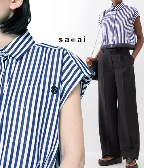 SACA*(or) Striped cotton-poplin cropped shirt; $670 너무 착한가격으로 소량입고~놓치지마셔요~~^^ ;피팅추가